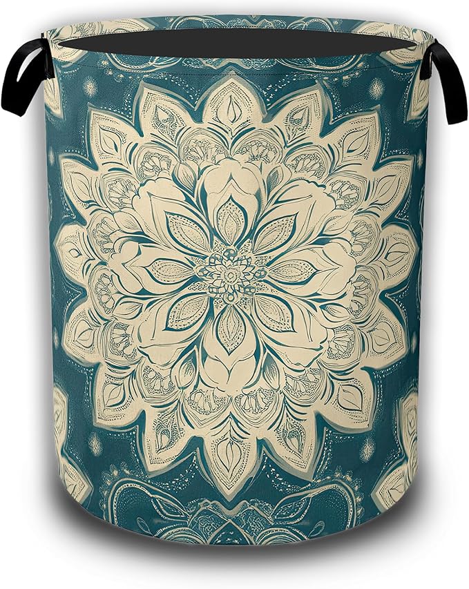 Vintage Mandala Ethnic Laundry Hamper,Laundry Baskets,Waterproof Oxford Cloth Toy Storage for Bedroom,Bathroom,Nursery,16x20.8 Inch