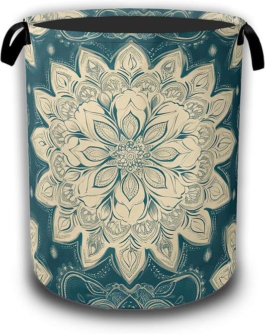Vintage Mandala Ethnic Laundry Hamper,Laundry Baskets,Waterproof Oxford Cloth Toy Storage for Bedroom,Bathroom,Nursery,16x20.8 Inch