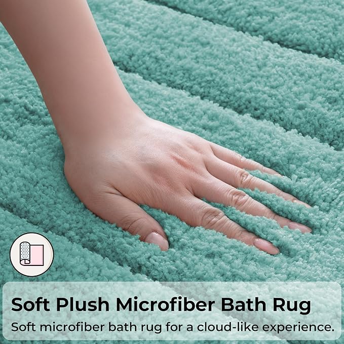 GRANNY SAYS Bathroom Rugs Sets 3 Piece, Soft Absorbent Microfiber Bath Mats for Bathroom Non Slip Washable, U-Shaped Toilet Bath Rugs for Tub Shower (Teal, 16" x 24" + 20" x 32" + U Shaped 20" x 24")