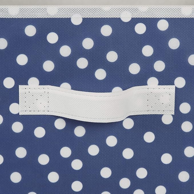 DII Non Woven Polyester Storage Bin, Polka Dot, French Blue & White, Small Set of 4