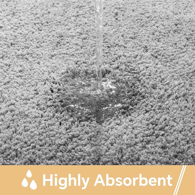 Gray Bathroom Rugs Runner 24"x60" - Long Large Bath Mat, Soft Non Slip Absorbent Microfiber Bathroom Rug, Washable Plush Floor Mat - Perfect for Bedside, Kitchen or Vanity Area