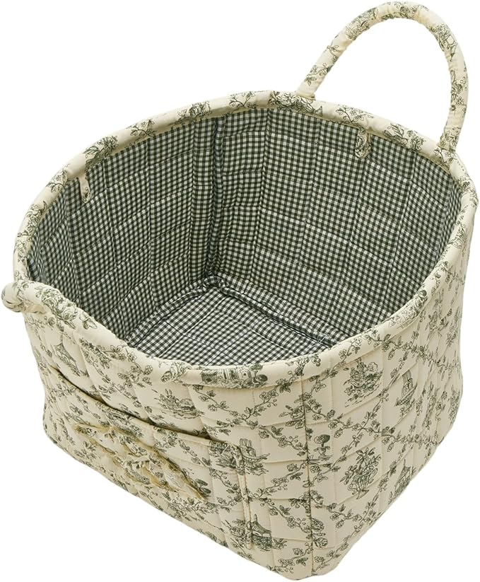 Boho Fabric Storage Basket, Large Capacity Laundry Basket, 12.2'' x 10.23'' x 10.23'' Collapsible Laundry Hamper with Easy Carry Handles (B Multi-Color 3, L)