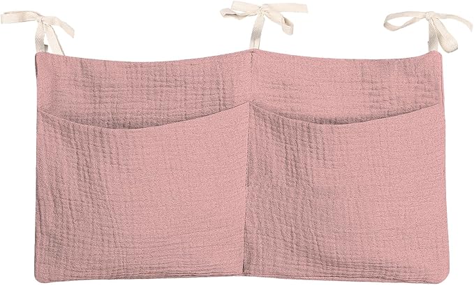 Dormitory Bed-Bunk Organizing Bag Nappy-bags Organizer Bedside Hanging Bags Milk Bottle Bib-Storage Bag Crib Organizer Bag Baby Nappy-Bag cotton (pink)