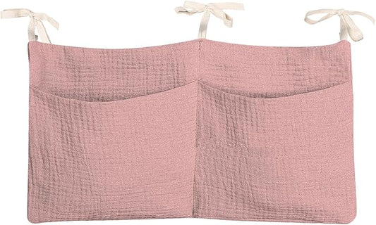 Dormitory Bed-Bunk Organizing Bag Nappy-bags Organizer Bedside Hanging Bags Milk Bottle Bib-Storage Bag Crib Organizer Bag Baby Nappy-Bag cotton (pink)