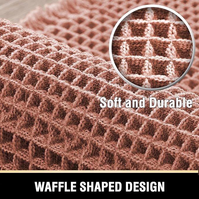 H.VERSAILTEX Waffle Bath Mat Super Absorbent Bathroom Mats Non Slip Bath Rugs for Bathroom Floor Machine Washable Ultra Soft Bathroom Rugs for Beside Tub, (32 x 20 Plus 24 x 17 - Inches, Soft Pink)