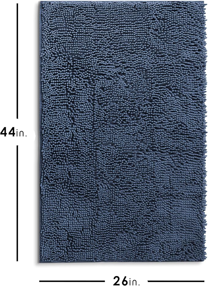 Hearth & Harbor Bathroom Rugs, Chenille Bath Mat - Machine Washable Bath Mats for Bathroom Non-Slip Backing Rubber, Quick Dry Bathroom Mat