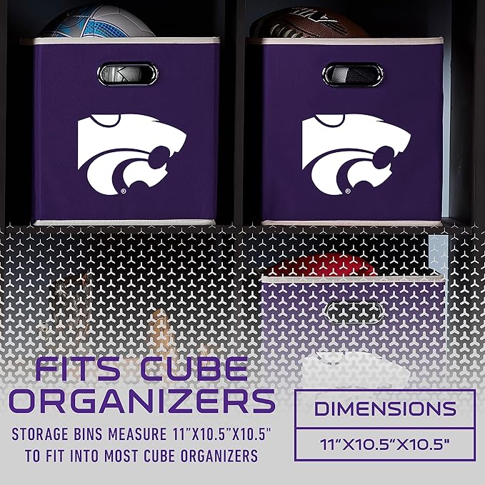 Franklin Sports NCAA College Team Fabric Storage Cubes Made to Fit Storage Bin Organizers