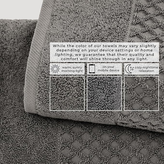 Great Bay Home Hand Towels - 100% Cotton 6 Pack 26x16 Hand Towel Set - Absorbent, Durable, Quick-Dry Towels for Bathroom (Dark Grey)