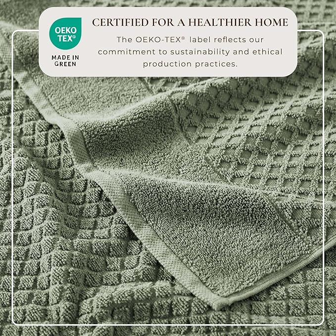 Great Bay Home Bath Towels - 100% Cotton 4 Pack 54x27 Bath Towel Set - Absorbent, Durable, Quick-Dry Towels for Bathroom (Eucalyptus)