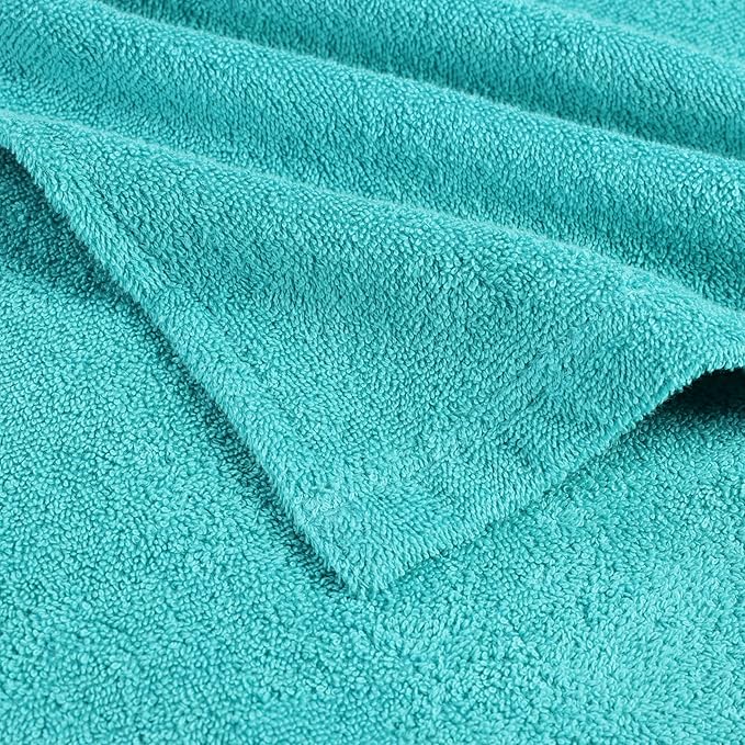 Superior Kids Cotton Terry Poncho, Soft, Absorbent Bath Towel with Hood, Bathroom Accessories, Long, Plush Bathrobes for Bath, Shower, Spa, Resort, Hotel, Beach, Pool, Boy, Girl, Large Size, Teal
