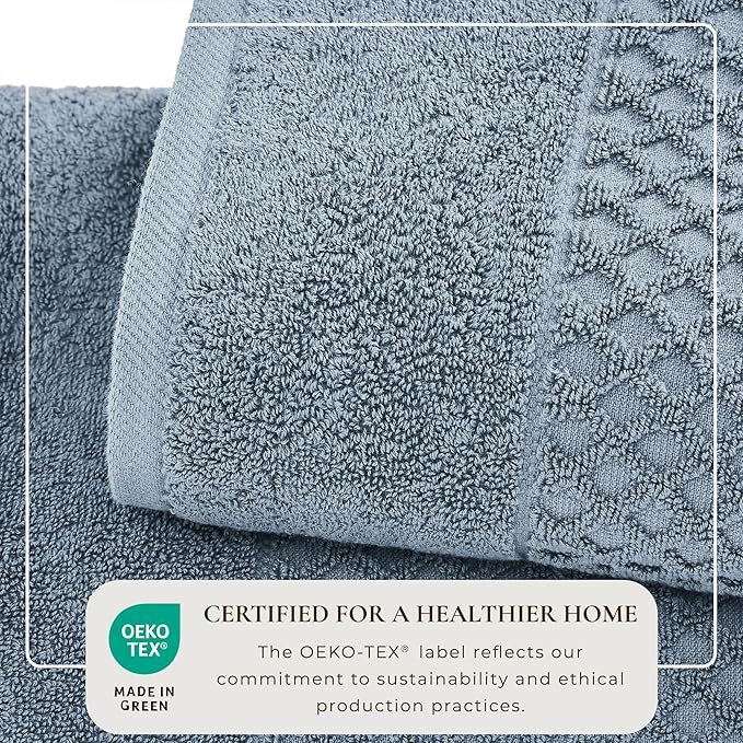 Great Bay Home Blue Washcloths - 100% Cotton 6 Pack 13x13 Washcloth Set - Absorbent, Durable, Quick-Dry Face Towels for Bathroom (Chambray Blue)