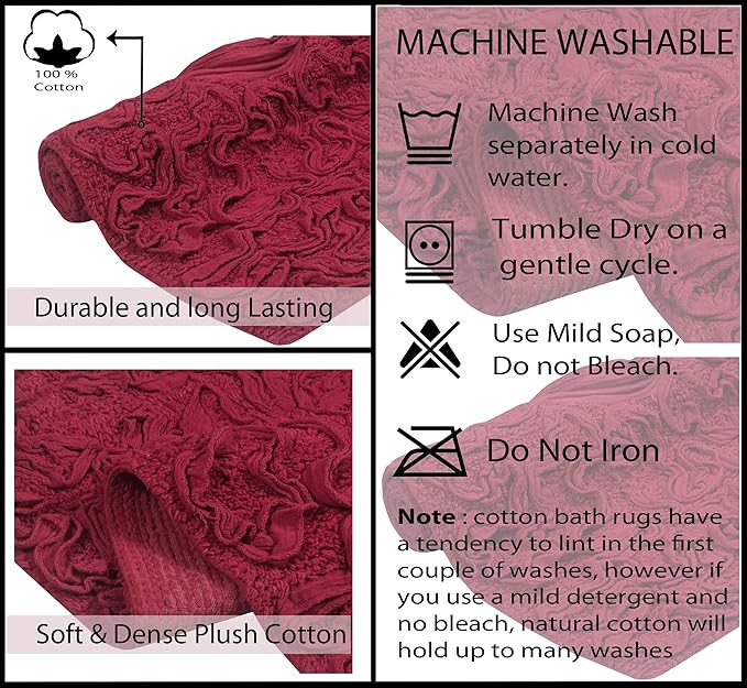 Home Weavers Bell Flower Collection 100% Cotton Tufted Bath Rugs, Extra Soft and Absorbent Bath Rugs, Non-Slip Bath Mats, Machine Washable, Bath Mats for Bathroom Floor and Tub, 22" Round, Red