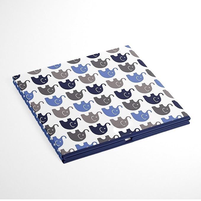 Bacati - Large Storage Tote Elephants Blue/Grey 14 x 14 x 10 inches