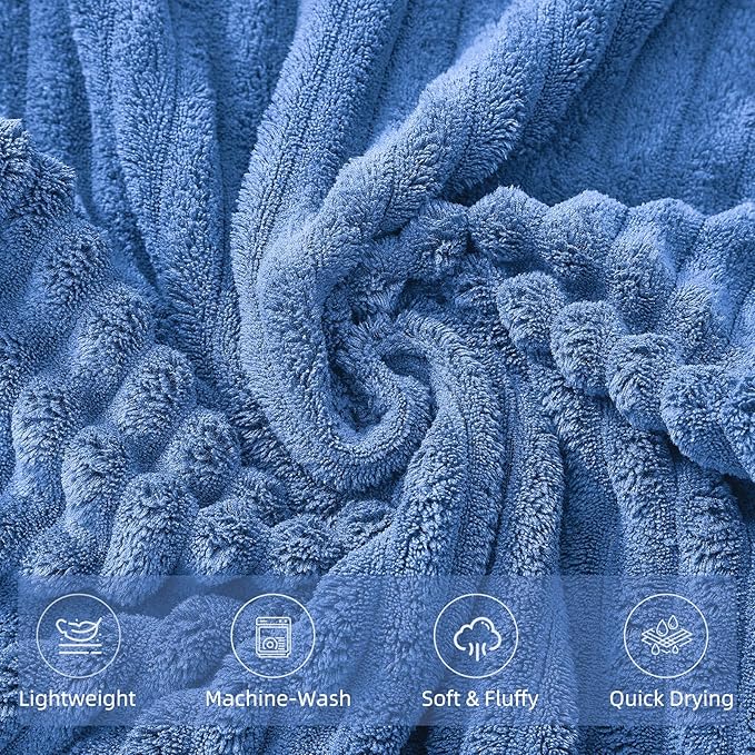 6-Piece Bath Towel Set(30"x60"), 2 Large Bath Towel Sheets, 2 Hand Towels and 2 Washcloths - Highly Absorbent Quick Dry Microfiber,Ultra Soft Towel Set for Bathroom (Blue)