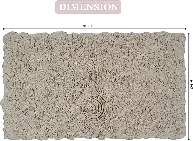 Home Weavers Bell Flower Collection 100% Cotton Tufted Bath Rugs, Extra Soft and Absorbent Bath Rugs, Non-Slip Bath Mats, Machine Washable, Bath Mats for Bathroom Floor, 24"x40" Rectangle, Linen