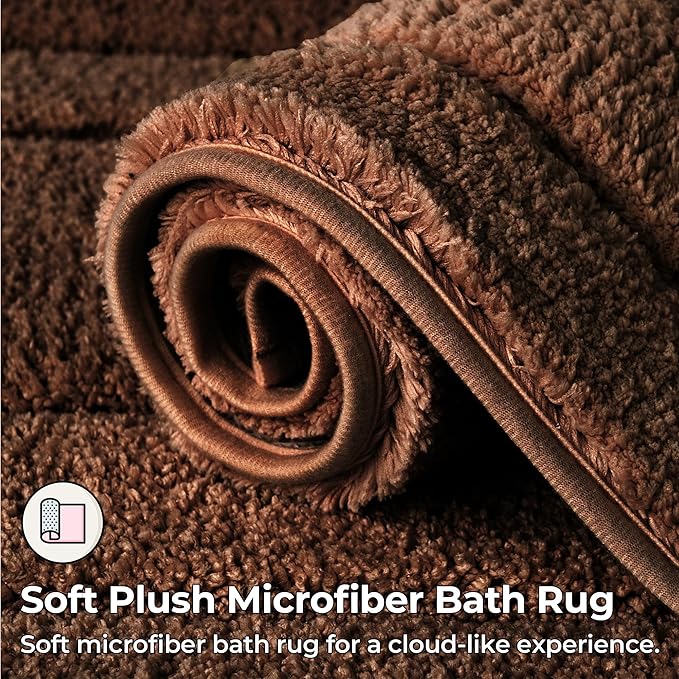 GRANNY SAYS Bathroom Rugs Non Slip 24" x 48", Bath Mats for Bathroom, Super Soft and Water Absorbent, Microfiber Washable Bath Rugs for Bath Floor, Tub and Shower, Brown