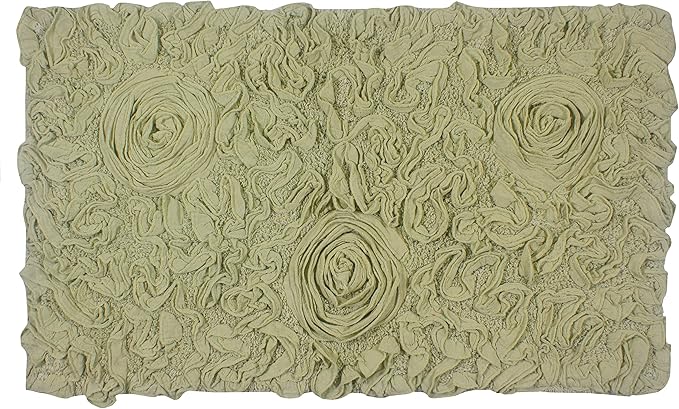Home Weavers Bell Flower Collection 100% Cotton Tufted Bath Rugs, Extra Soft and Absorbent Bath Rugs, Non-Slip Bath Mats, Machine Washable, Bath Mats for Bathroom Floor, 21"x34" Rectangle, Green