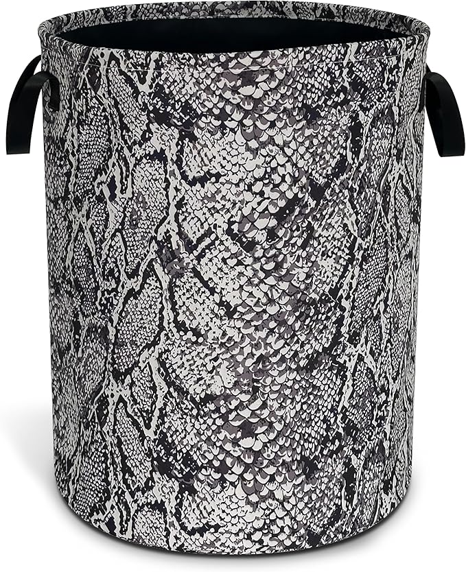Snake Skin Print Pattern Laundry Basket Oxford Cloth Animal Laundry Hamper With Handle Foldable Portable Clothes Storage Basket 18.9 X 16.5 In Storage Bag For Laundry Room/Bathroom/Bedroom/Dormitories