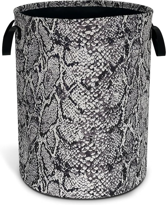 Snake Skin Print Pattern Laundry Basket Oxford Cloth Animal Laundry Hamper With Handle Foldable Portable Clothes Storage Basket 18.9 X 16.5 In Storage Bag For Laundry Room/Bathroom/Bedroom/Dormitories
