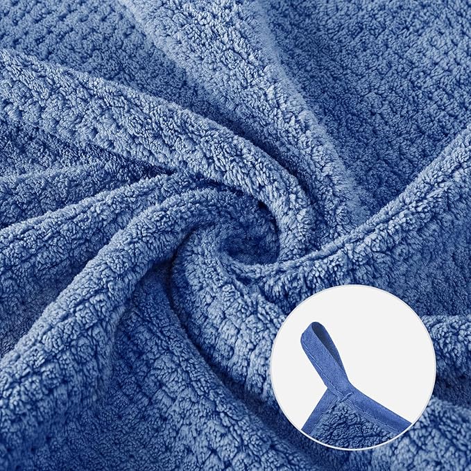 6 Pack Washcloth Set Towels - Quick Drying & Absorbent Microfiber Gym Towels 13x13 inches - Lightweight & Thin Yoga Towels - Multi-Purpose Camping Towels for SPA, Hotel & Bathroom, Blue