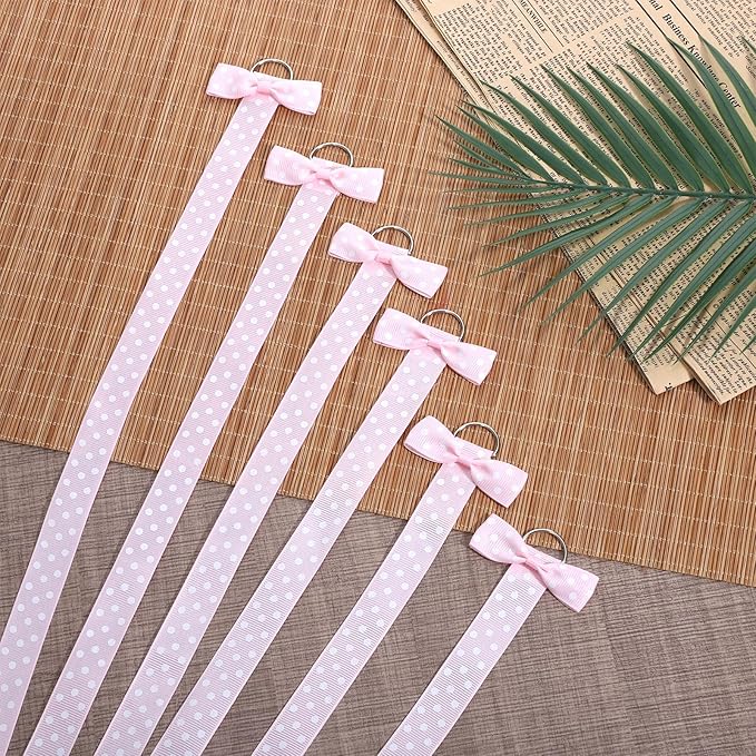 6 PCS Bow Organizer for Girls, Bow Holder for Girls Hair Bows, Pink Hair Bows Organizer for Wall Hanging Bedroom College Nursery Decors