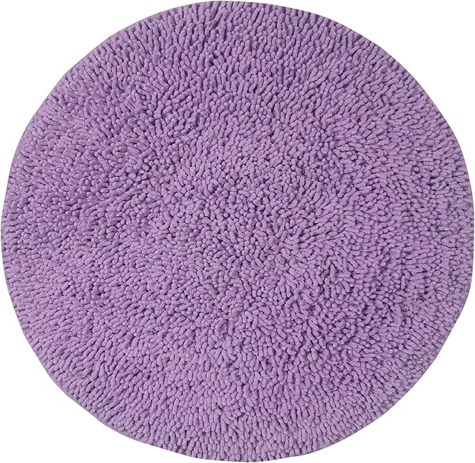 Home Weavers Fantasia Bath Rug 100% Cotton Bathroom Rugs Set, Bathroom Décor, Washable Rug, Extra Soft and Absorbent Bath Rug, Kitchen Mat, Bath Mat Set, Bath Floor Mat Non Slip, 30" Round, Purple