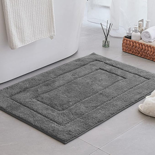 GRANNY SAYS Gray Bathroom Rugs Non Slip, Large Bath Mats for Bathroom, Super Soft and Water Absorbent, Microfiber Washable Bath Rugs for Bath Floor, Tub and Shower, 36" x 24", Dark Gray