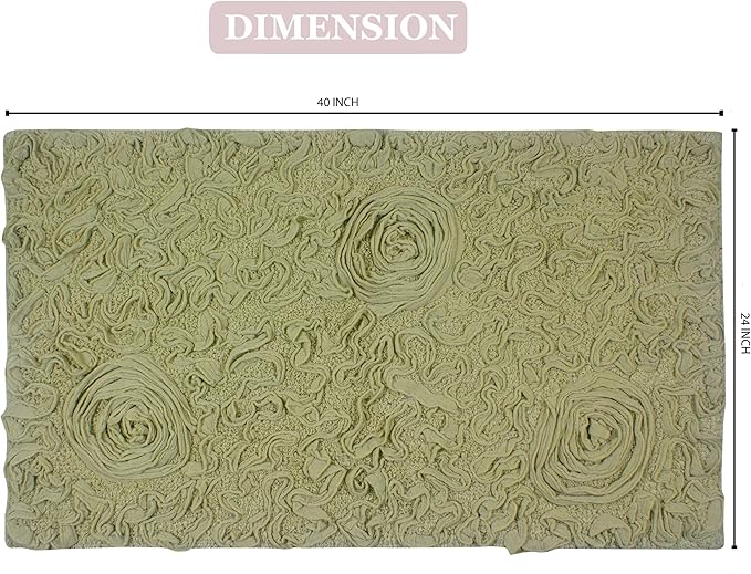 Home Weavers Bell Flower Collection 100% Cotton Tufted Bath Rugs, Extra Soft and Absorbent Bath Rugs, Non-Slip Bath Mats, Machine Washable, Bath Mats for Bathroom Floor, 24"x40" Rectangle, Green
