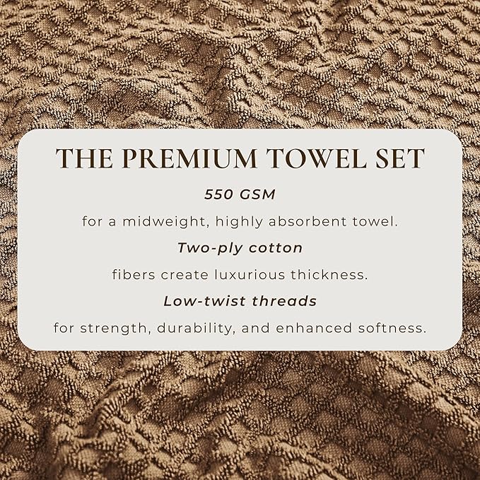 Great Bay Home Brown Washcloths - 100% Cotton 6 Pack 13x13 Washcloth Set - Absorbent, Durable, Quick-Dry Face Towels for Bathroom (Mocha)