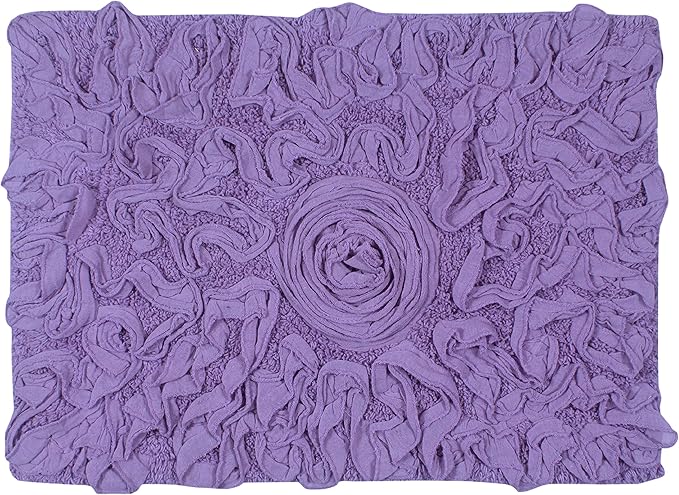 Home Weavers Bell Flower Collection 100% Cotton Tufted Bath Rugs, Extra Soft and Absorbent Bath Rugs, Non-Slip Bath Mats, Machine Washable, Bath Mats for Bathroom Floor, 17"x24" Rectangle, Purple