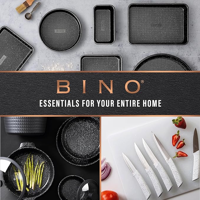 BINO l Plastic Storage Baskets, Medium - Grey | THE BLOSSOM COLLECTION l Multi-Use Organizer Bin l Built-in Handles l Plastic Woven Basket for Organizing l Pantry & Home Organizing Basket