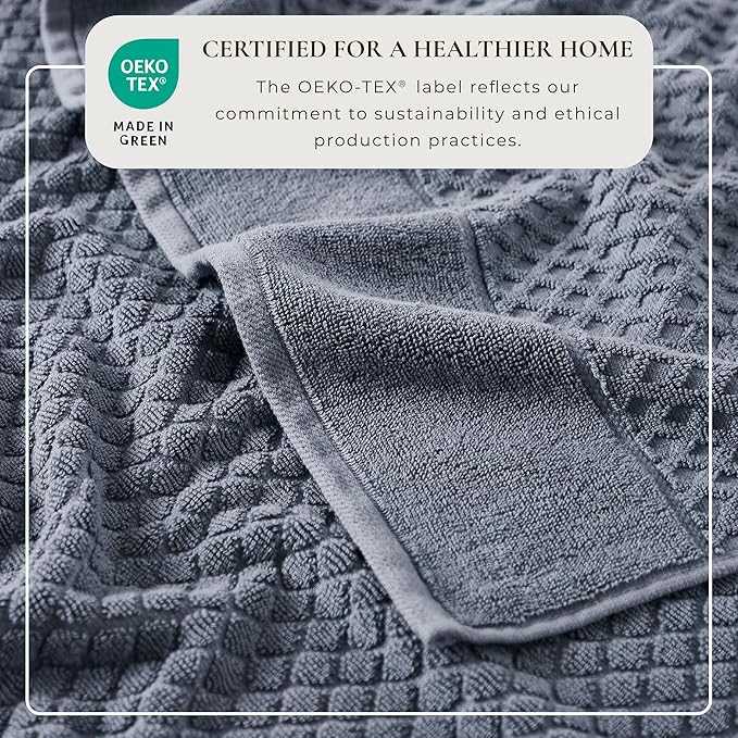 Great Bay Home Bath Towels - 100% Cotton 4 Pack 54x27 Bath Towel Set - Absorbent, Durable, Quick-Dry Towels for Bathroom (Blue)