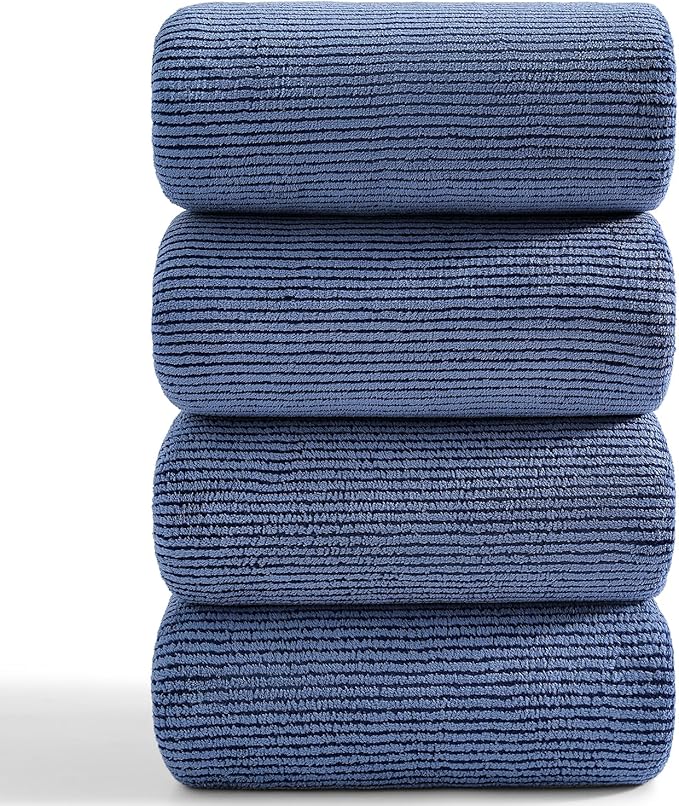 4 Piece Bath Towel Set 35"x70"Oversized Bath Towel for Bathroom Ultra Soft Fluffy Extra Large Bath Sheet Luxury Premium Bathroom Towel Highly Absorbent Quick Dry Shower Towel for Hotel Spa,Navy Blue