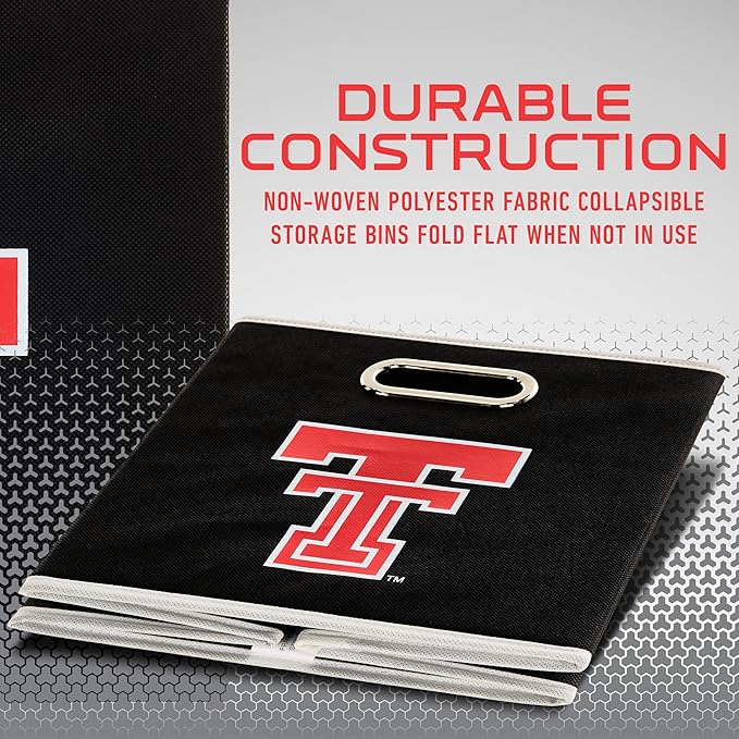 Franklin Sports NCAA College Team Fabric Storage Cubes Made to Fit Storage Bin Organizers
