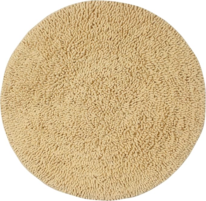 Home Weavers Fantasia Bath Rug 100% Cotton Bathroom Rugs Set, Bathroom Décor, Washable Rug, Extra Soft and Absorbent Bath Rug, Kitchen Mat, Bath Mat Set, Bath Floor Mat Non Slip, 30" Round, Yellow