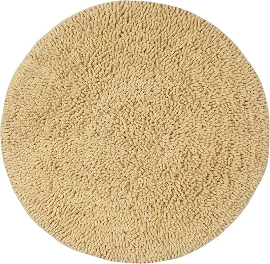 Home Weavers Fantasia Bath Rug 100% Cotton Bathroom Rugs Set, Bathroom Décor, Washable Rug, Extra Soft and Absorbent Bath Rug, Kitchen Mat, Bath Mat Set, Bath Floor Mat Non Slip, 30" Round, Yellow