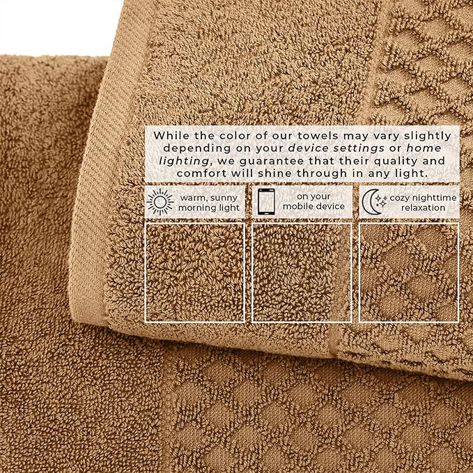 Great Bay Home Bath Towels - 100% Cotton 4 Pack 54x27 Bath Towel Set - Absorbent, Durable, Quick-Dry Towels for Bathroom (Mocha)