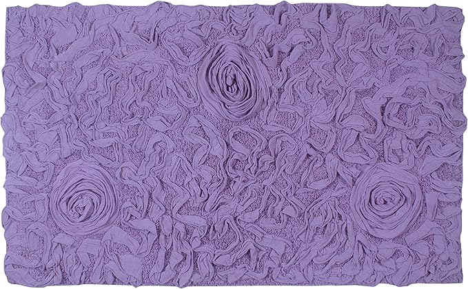 Home Weavers Bell Flower Collection 100% Cotton Tufted Bath Rugs, Extra Soft and Absorbent Bath Rugs, Non-Slip Bath Mats, Machine Washable, Bath Mats for Bathroom Floor, 24"x40" Rectangle, Purple