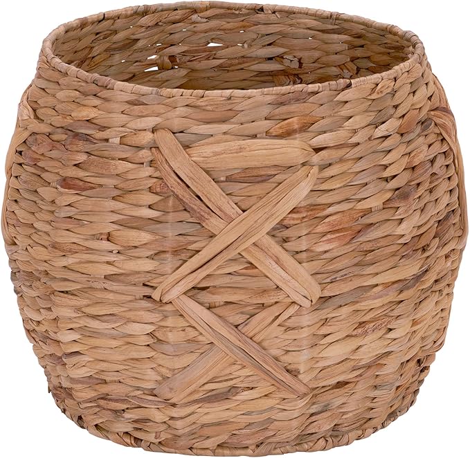 Household Essentials ML-4112 Hyacinth Round Floor Basket, X-Design, Brown
