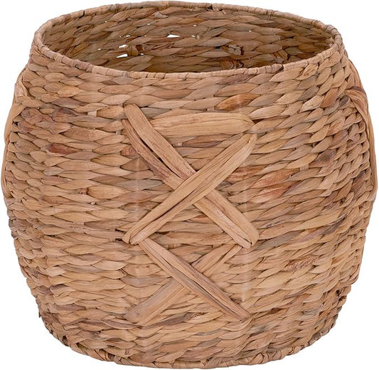 Household Essentials ML-4112 Hyacinth Round Floor Basket, X-Design, Brown