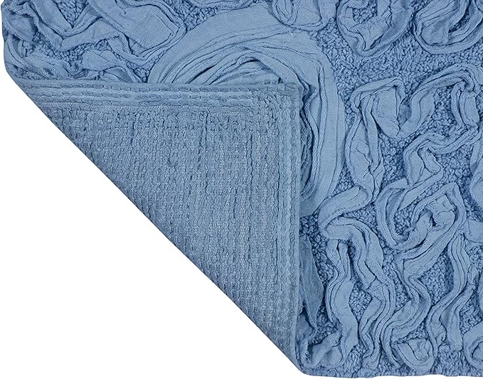 Home Weavers Bell Flower Collection 100% Cotton Tufted Bath Rugs, Extra Soft and Absorbent Bath Rugs, Non-Slip Bath Mats, Machine Washable, Bath Mats for Bathroom Floor, 25"x25" Heart, Sky Blue
