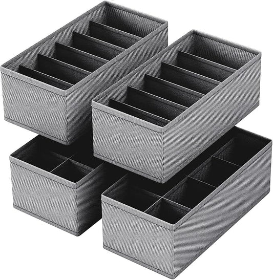 4 PACK Sock Underwear Drawer Organizer Dividers, Collapsible Cabinet Closet Storage Boxes for Clothes, Socks, Lingerie, Underwear, Tie, Belt,Bedroomedroom