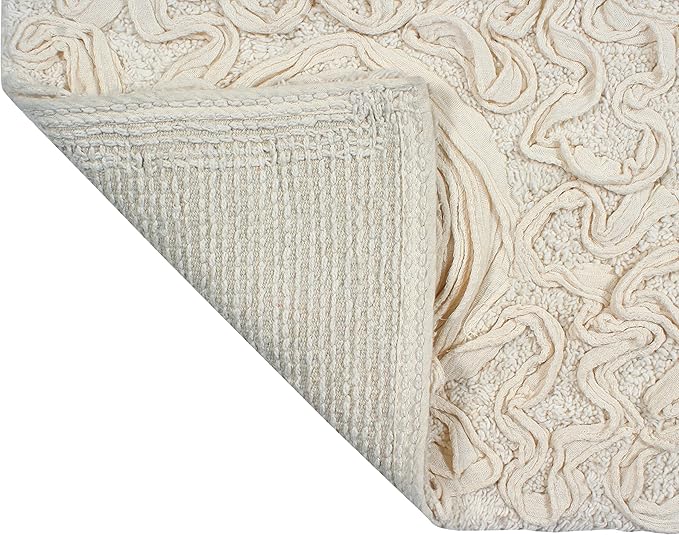 Home Weavers Bell Flower Toilet Tank Lid Cover – 10"x22", 100% Cotton, Tufted, Soft & Absorbent, Non-Slip, Machine Washable Bathroom Décor, Ivory