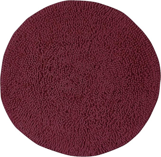 Home Weavers Fantasia Bath Rug 100% Cotton Bathroom Rugs Set, Bathroom Décor, Washable Rug, Extra Soft and Absorbent Bath Rug, Kitchen Mat, Bath Mat Set, Bath Floor Mat Non Slip, 30" Round, Red