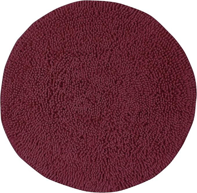 Home Weavers Fantasia Bath Rug 100% Cotton Bathroom Rugs Set, Bathroom Décor, Washable Rug, Extra Soft and Absorbent Bath Rug, Kitchen Mat, Bath Mat Set, Bath Floor Mat Non Slip, 30" Round, Red