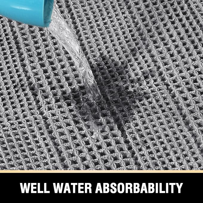 H.VERSAILTEX Upgraded Waffle Bath Mat Super Absorbent Non Slip Bath Rugs for Beside Tub, 17" x 24", Dove