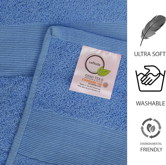 100% Cotton Luxury Bath Sheets - Pack of 2 (35" x 70") | Super Soft, Quick-Dry & Highly Absorbent Towels for Bathroom, Home, Spa & Gym (Sky Blue)