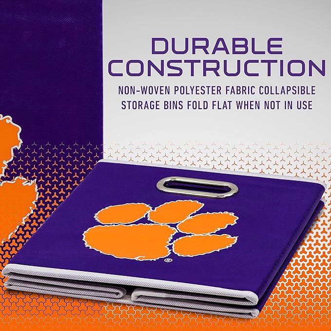 Franklin Sports NCAA College Team Fabric Storage Cubes Made to Fit Storage Bin Organizers