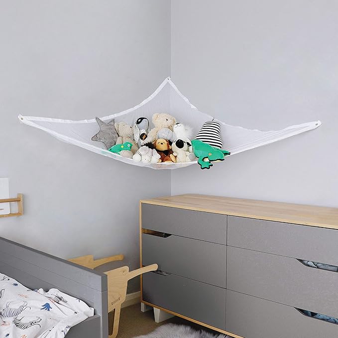 Plush Stuffed Animal Net Hammock -Corner Organizer and Toy Holder - Extra Large Hanging Storage for Kids Bedroom (Pack of 2)