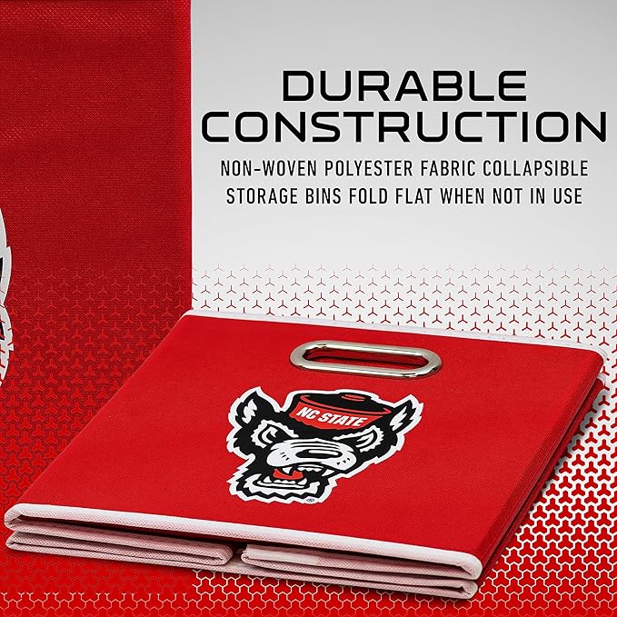 Franklin Sports NCAA College Team Fabric Storage Cubes Made to Fit Storage Bin Organizers